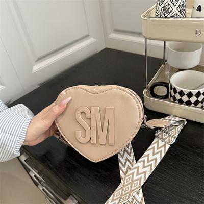 Simple and Fashionable Letter Wide Shoulder Strap Single Shoulder Messenger Bag 2025 Summer New Niche Design Love Foreign Style Women's Bag