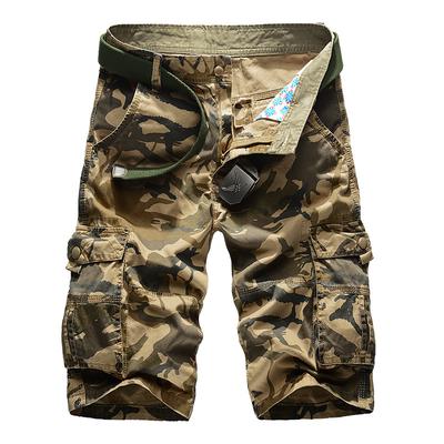 Men's Camouflage Cotton Cargo Shorts - Lightweight Summer Multi-Pocket Beach Wear