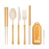 Camping Outdoor Tableware Knives Fork Spoon Chopsticks Straw Set Cutlery Set Dinnerware Set