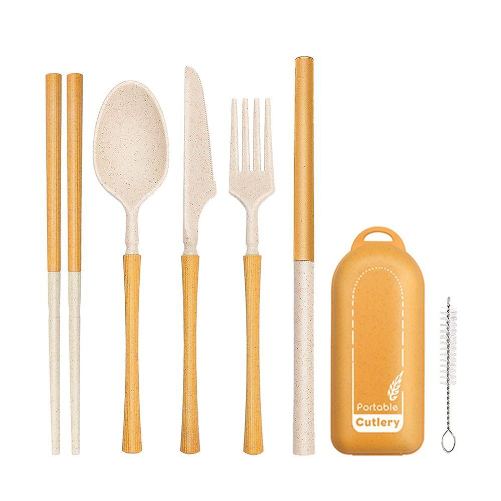 Camping Outdoor Tableware Knives Fork Spoon Chopsticks Straw Set Cutlery Set Dinnerware Set