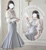 Young Lady Lolita Blouse and Skirt Set French Girly Fashion Stylish Winter Light Blue Size M [KALAOK] - - - Spring, Summer, Autumn, - -