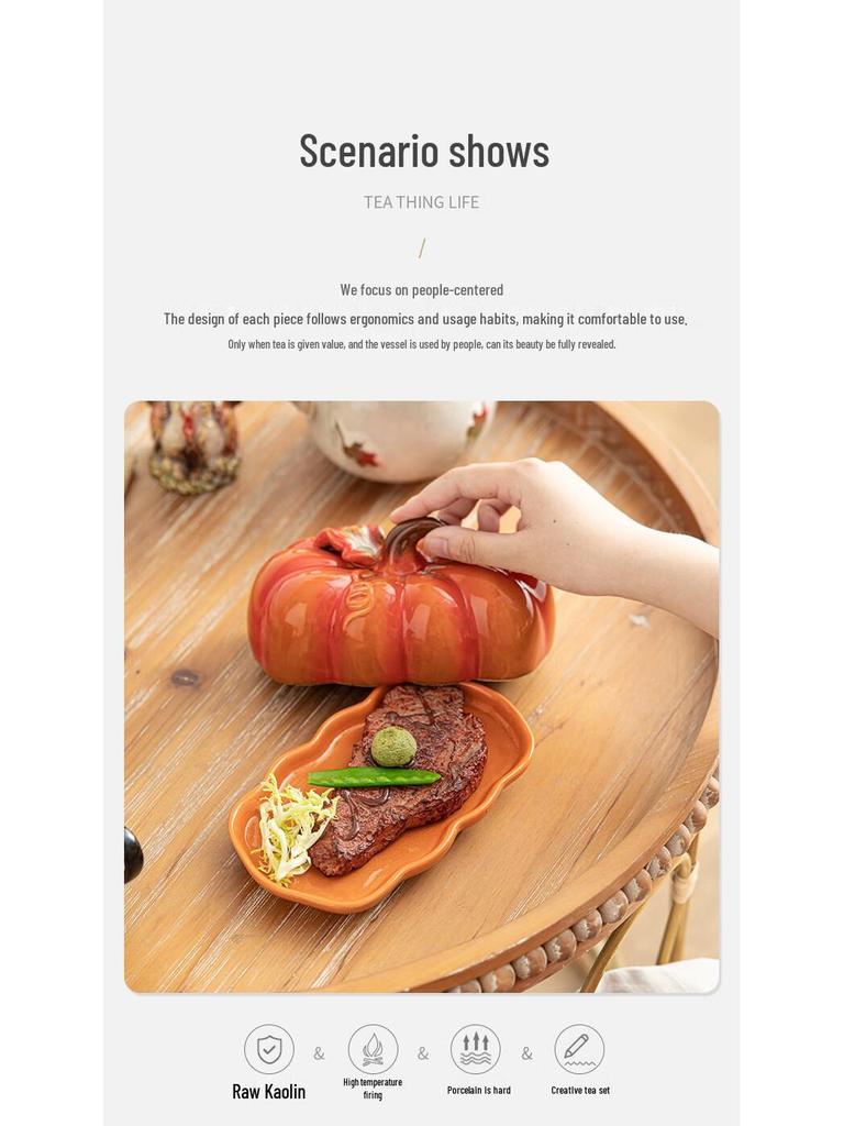 Su's Pumpkin Ceramic Dish for Bread, Cake, Candy, and Snack Servings