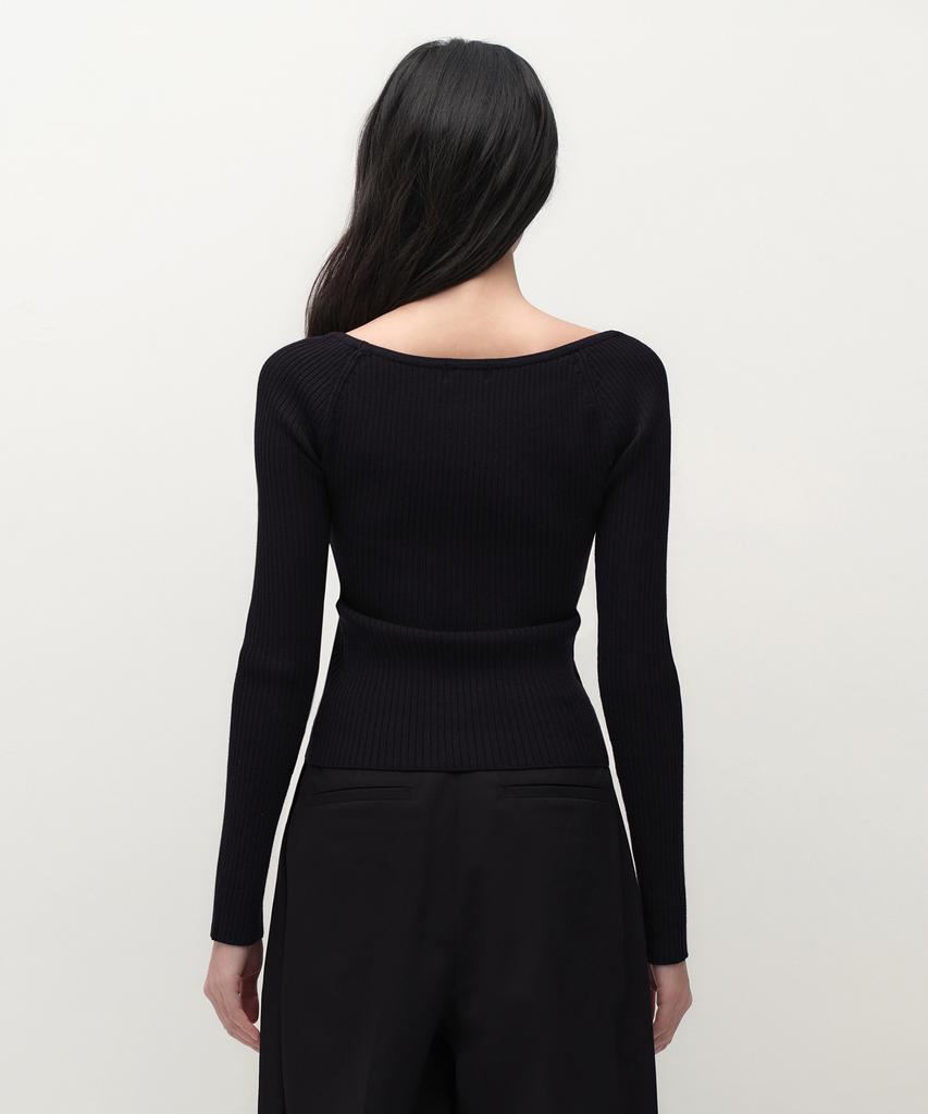 MUSINSA STANDARD WOMAN Women'S Wide Ribbed Slim Off-Shoulder Knit [Black]