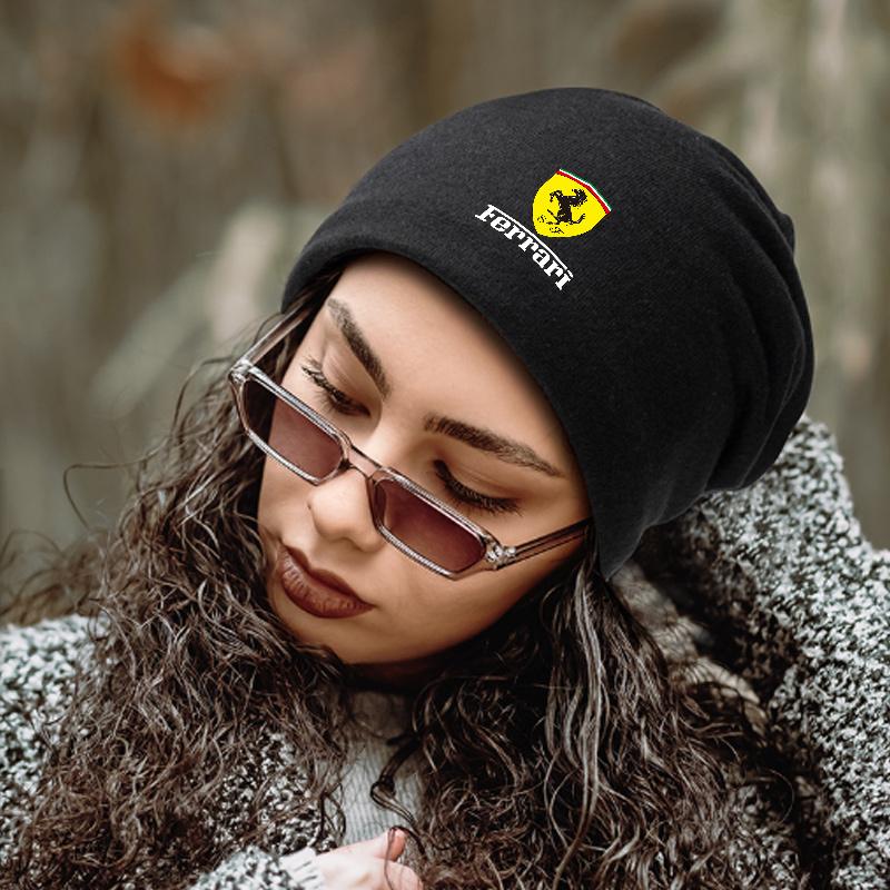 Fashion Winter Warm Cap Hip-hop Thicken Skullcap Casual Beanie Hat Women Men For Ferrari Roma Portofino F8 Spider SF90 LaFerrari