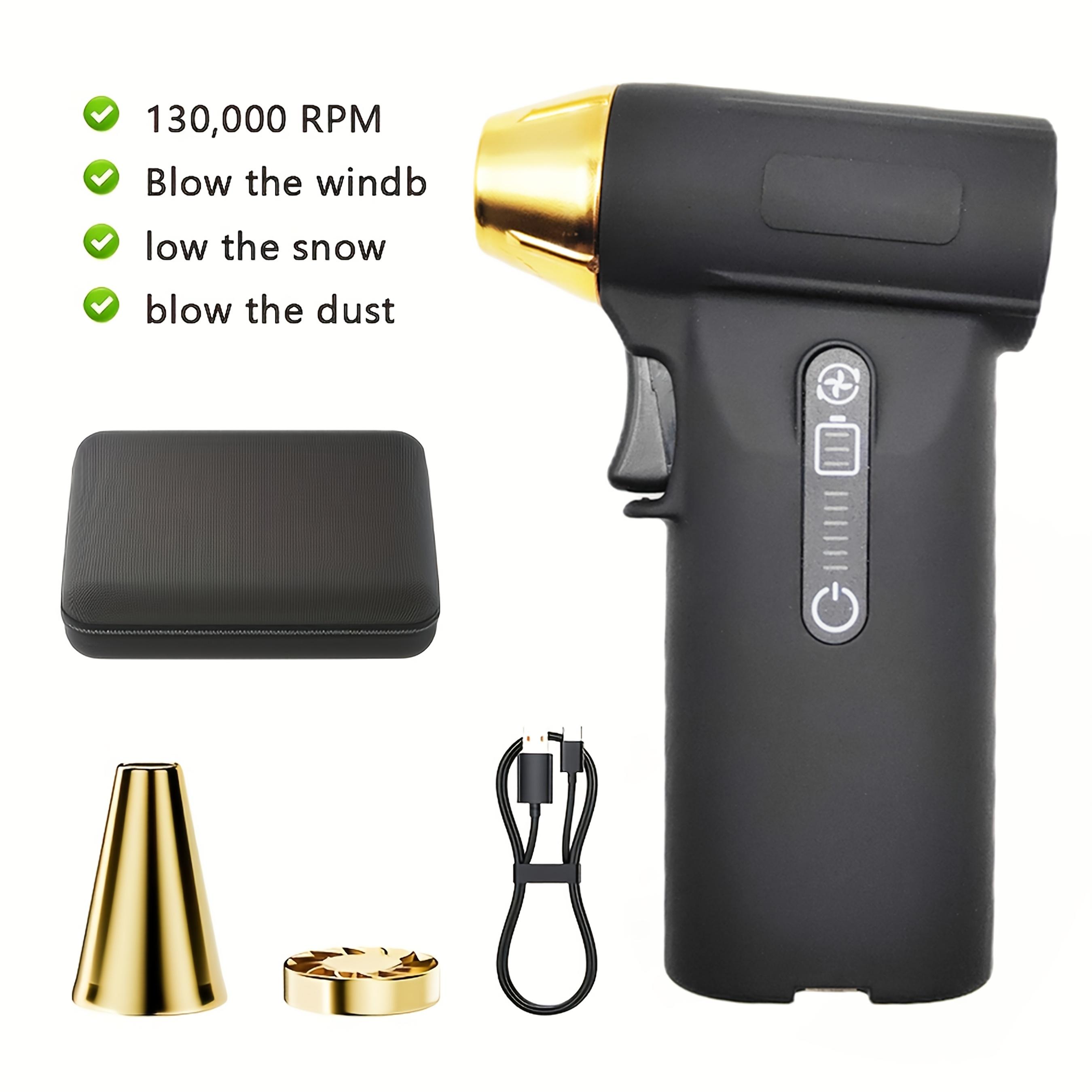 

Высокоскоростной ручной турбовентилятор, 130000 об/мин, зарядка через USB, портативный бесщеточный двигатель для мойки автомобиля и продувки водой чёрный