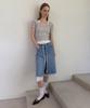 Daiaegeuneol Denim Wrap Skirt Shorts (Blue)