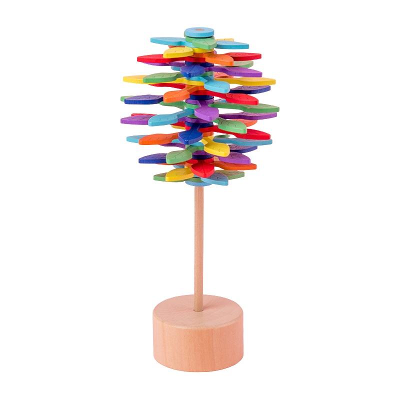 

Дерев яна спіраль Фібоначчі, іграшка для зняття стресу для дітей від Muzhixing, з різнокольоровим листям і круглими макаронними деталями червоний