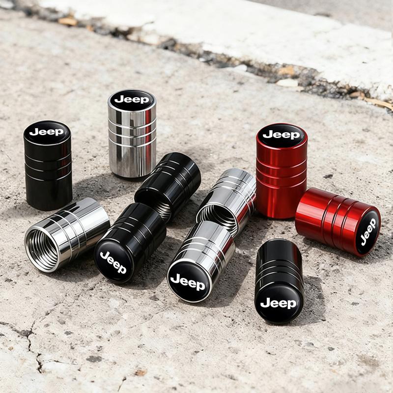 4Pcs Aluminum Alloy Car Tire Valve Cap Dust Cover Accessories For Jeep Grand Cherokee Wrangler JK Gladiator Compass Renegade KUBEL1