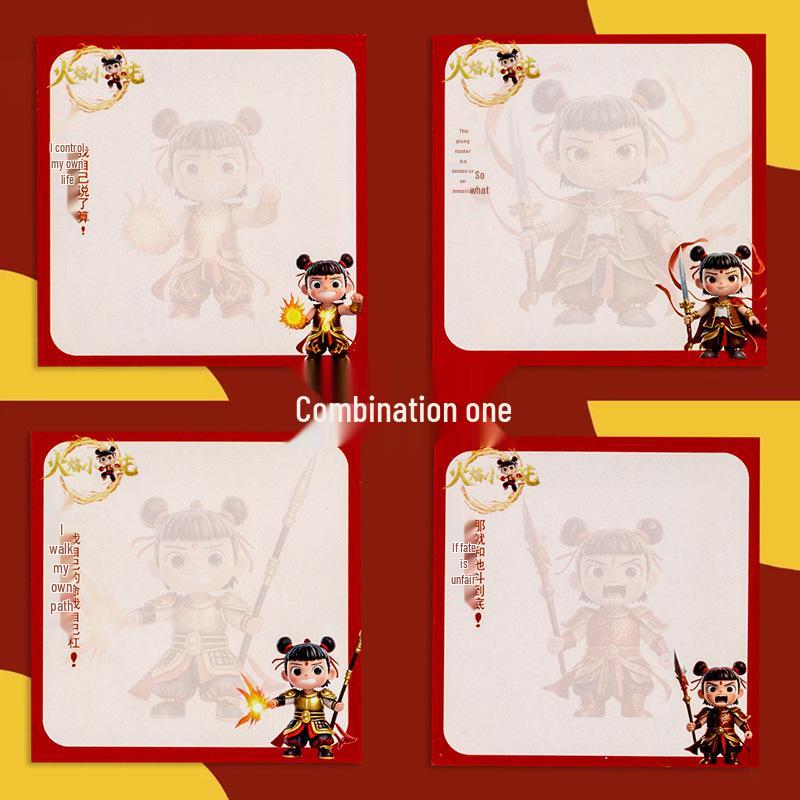 Nezha Perforated Sticky Notes: Cute Notepad for Elementary Students