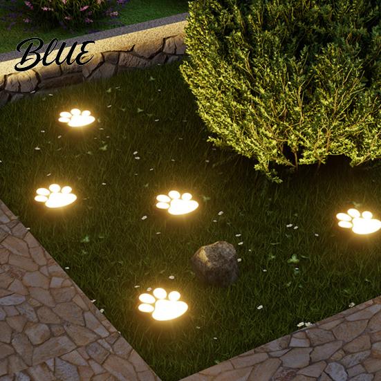Patio Solar Lighting Stake Waterproof Print Light Lawn Dog Paw LED Garden Long-lasting Lamps Outdoor Decorative Footpath Light for