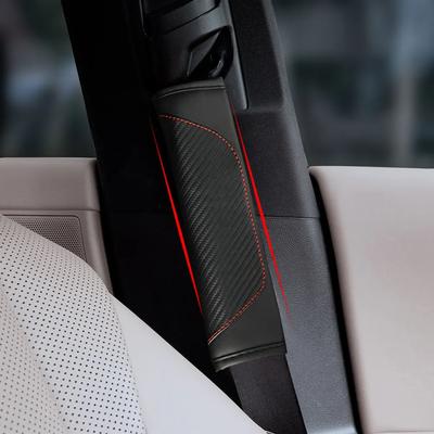 1Pc Car Seat Belt Cover Carbon Fiber Leather Car Seat Belt Covers Shoulder Protection Universal Decoration Interior Accessories