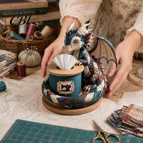 Cabin Style Sewing Kit Quilted DIY Patchwork Tissue Box Kit, with Pre-Cut Fabric, Cover Whimsical Woodland Animal Box, for Adults Beginners Bush Quilt