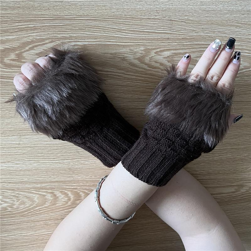 Women's Fingerless Gloves Plush Warm Soft Comfortable Windproof And Cold Proof Clothing Party Favor Short Ladies Gloves