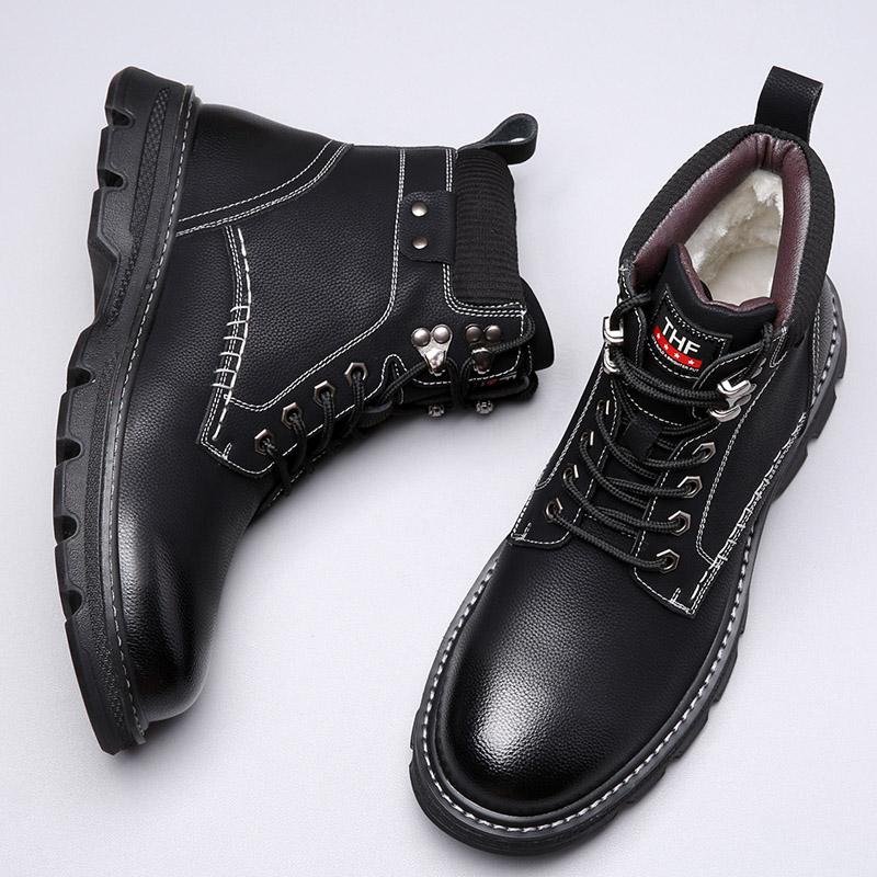 

Зимние рыцарские сапоги из высококачественной кожи для мужчин, мотоциклетные сапоги, повседневная обувь TrendShoes, роскошные брендовые армейские ботинки на толстой подошве 44