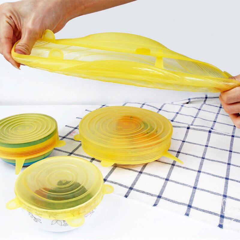 6 Pcs/ Set Universal Food Silicone Cover Reusable Silicone Stretch Lids Caps for Cookware Pot Cover Kitchen Accessories