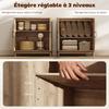 Sideboard - HOMCOM - 2 Rattantüren, verstellbarer Einlegeboden und abgerundete Kanten - Spanplatte - 76 x 35 x 75,5 cm - Eiche