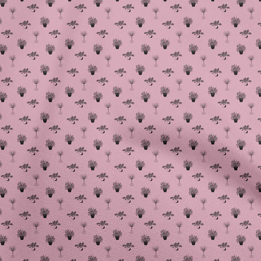 oneOone Cotton Flex Brown Fabric Plants In Vase Sewing Material Print Fabric By The Yard 40 Inch