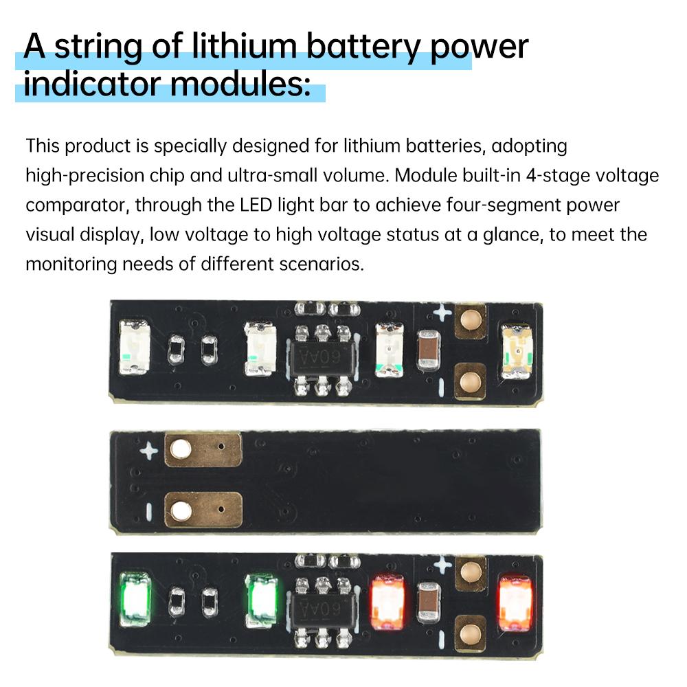DC3.7-4.2V Leistungsanzeigemodul Hohe Helligkeit/Energiesparversion 1S Ternäre Li-Ionen-Batterie Leistungsmesser Anzeige LED-Licht Mini