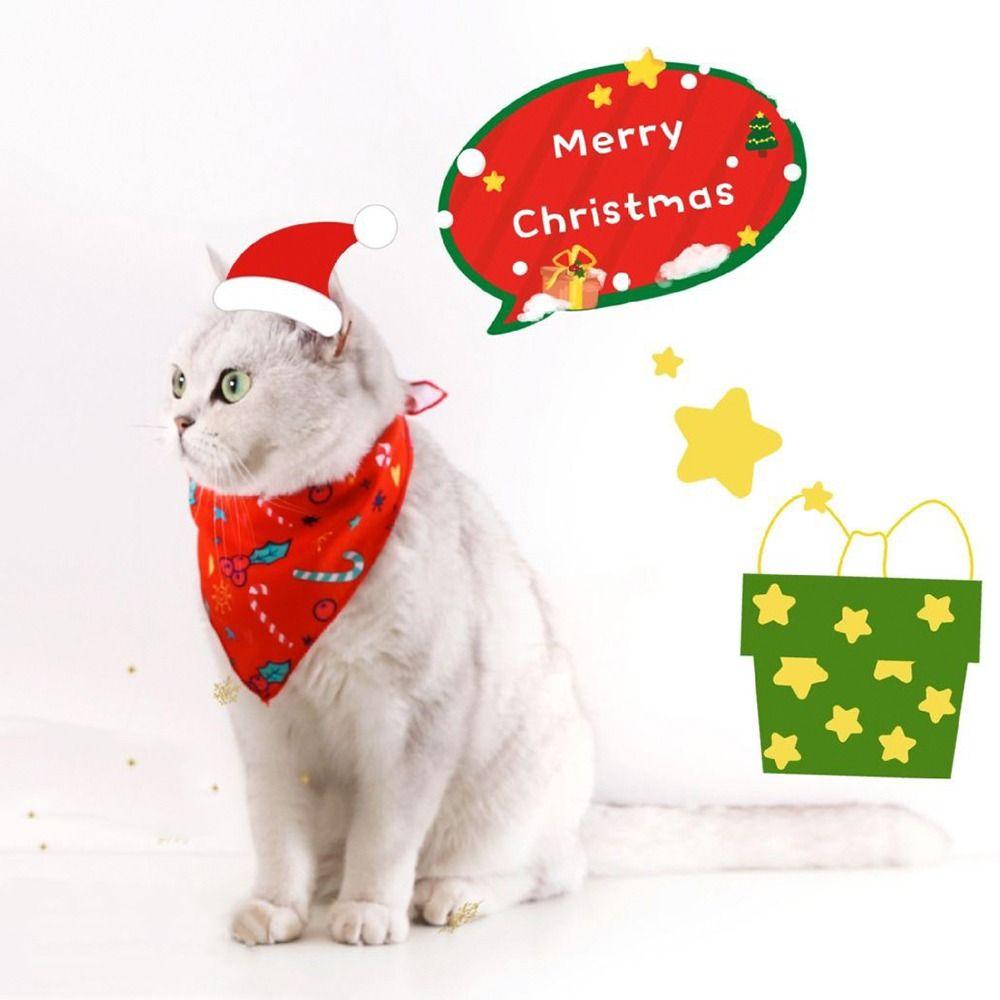 1pc Cute Puppy and Kitten Dress-up Accessories, Christmas Decorative Triangle Scarf, Pet Holiday Scarf, Christmas Gift for Pets