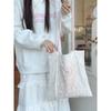 Pearl Light Niche Design Canvas Bag  Large-capacity Commuter Bag  Lace Hand-held Shoulder Bag for Girls