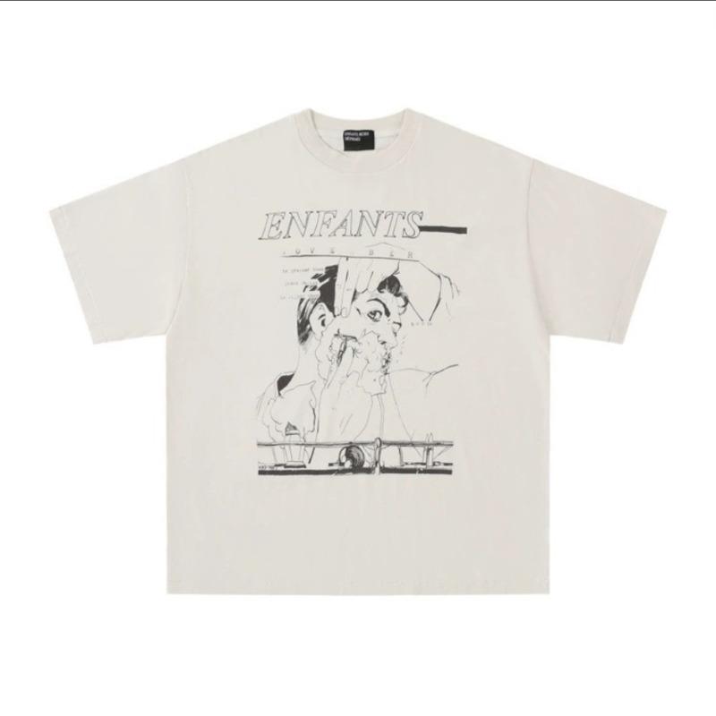 Letter printing retro portrait American tide brand loose men's and women's casual short-sleeved T-shirt tide