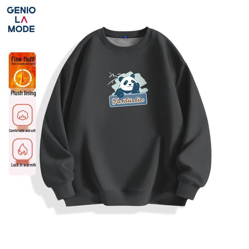 

GENIOLAMODE Men s Fleece-Lined Crewneck Pullover Sweatshirt 2XL