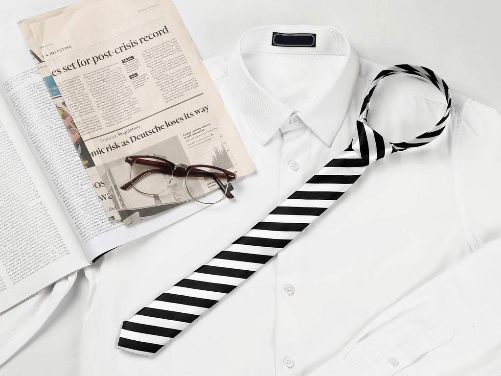 [Allegra K] Striped Narrow Tie, 5cm, Formal, Casual, Business, Men's & Women's, White, 5cm