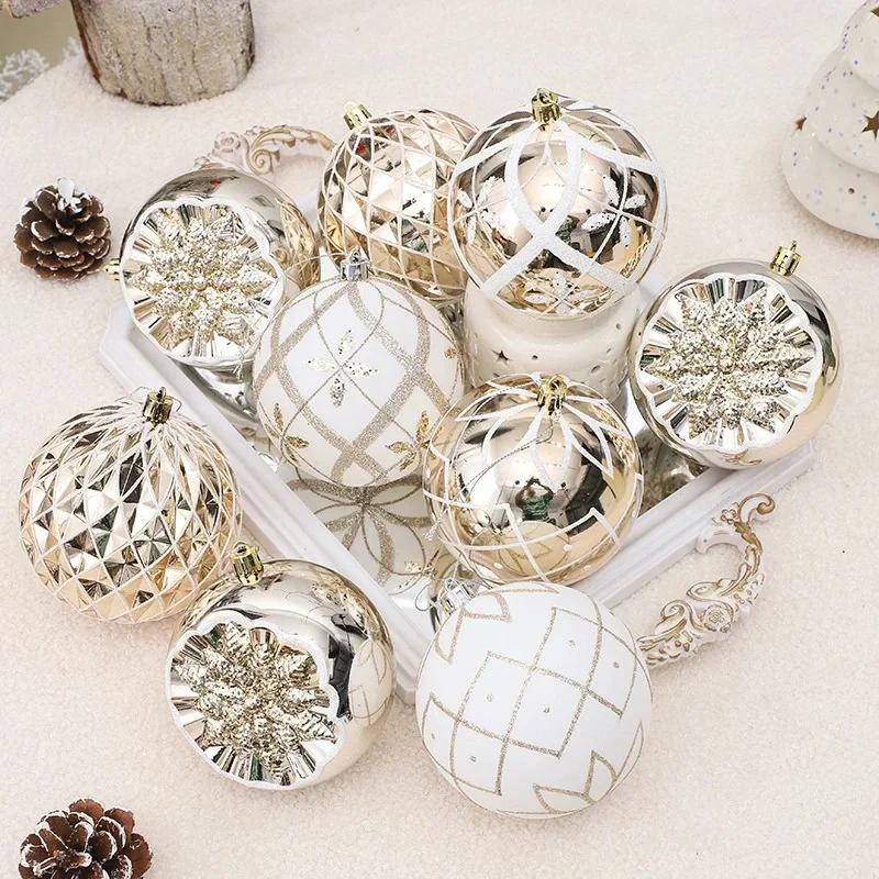 Neueste Champagner Gold Weihnachts-Kugeldekorationen Frohe Weihnachten Baumschmuck Exquisite geformter Weihnachtsanhänger Party-Dekoration Kugel