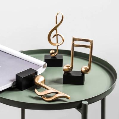 Resin Figurine Decorative Art Statuette Golden Musical Note Handicraft Living Room Wine Cabinet Desk Ornaments Home Decorations