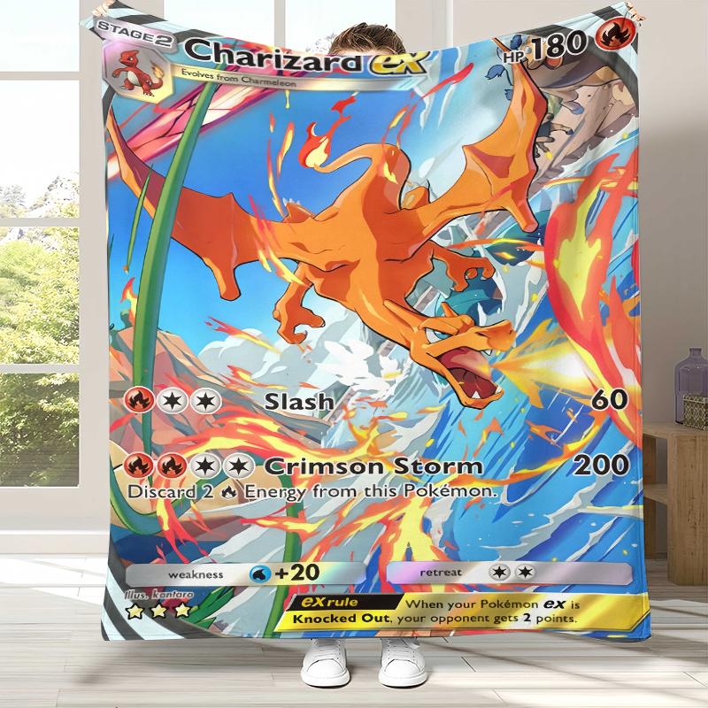 

Charizard Charmander Pokemon Flannel Blanket,Ultra Soft Warm Plush Throw for Home Bedroom Bed Sofa Cover Office Camping Picnic 75x90cm