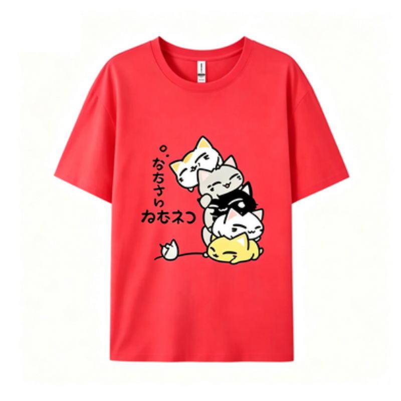 New summer style Korean version pure cotton shortsleeved top Unisex loose fit cartoon design versatile suitable for both Unisex wome