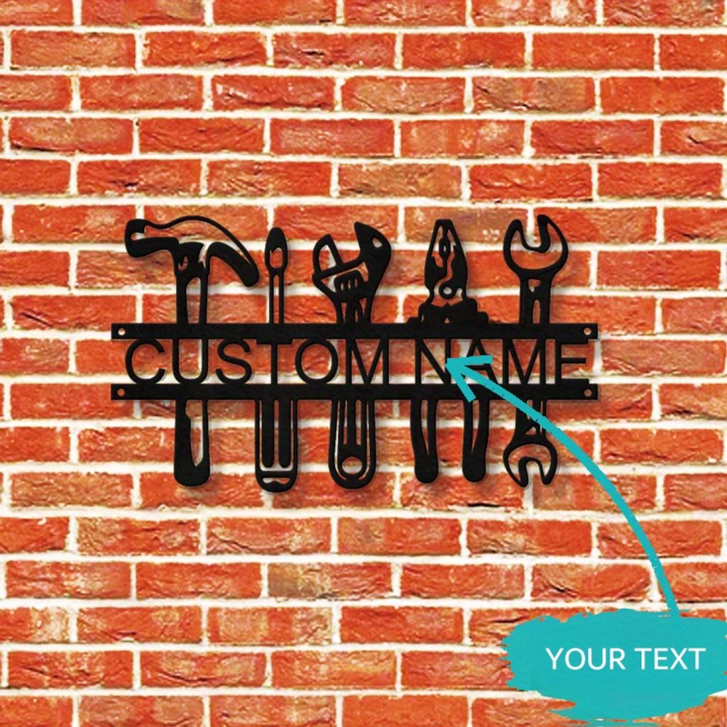 Custom Industrial Metal Wall Art with Name Workshop Tools Rustic Decor for Garage Man Cave
