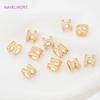 18K Gold Plated Brass Big Hole Cubic Zirconia Crystal Spacer Beads Fittings DIY Bracelet Necklace Jewellery Making Crafts