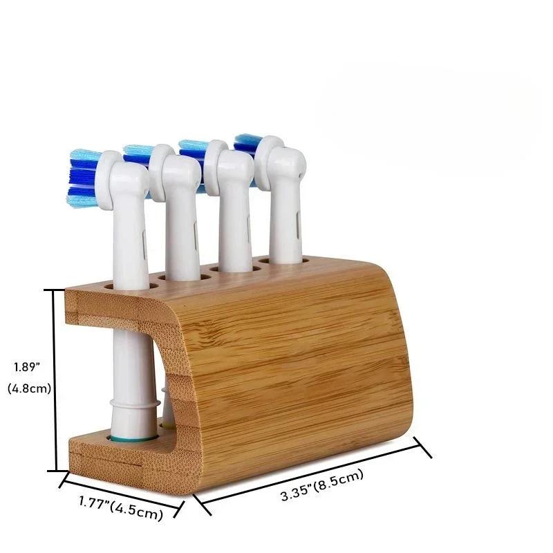 Mini Multi-slots Bamboo Stand for Toothbrush Head Space Saving Bathroom Electric Toothbrush Head Holder Non Slip Durable