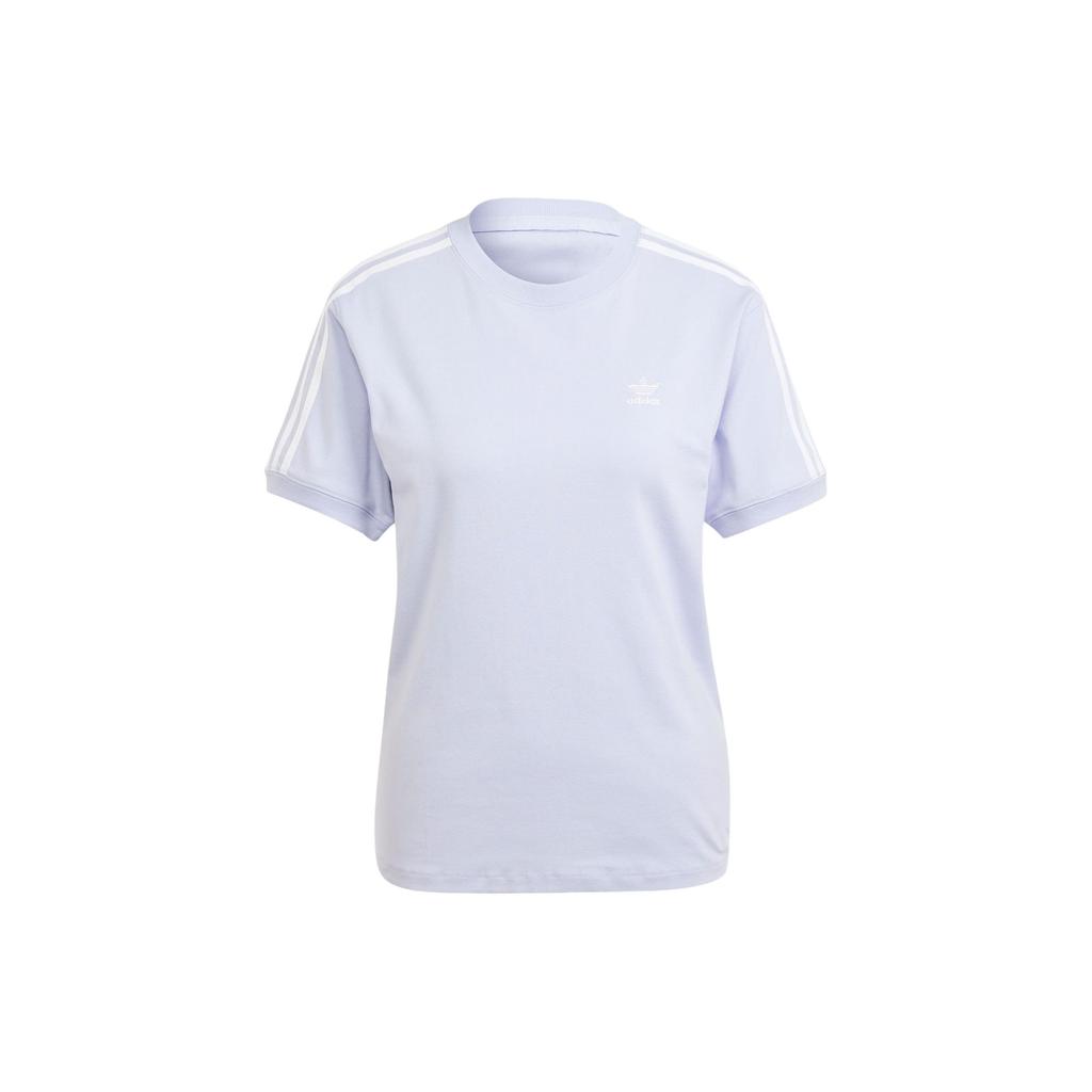 Adidas Originals 3-Stripes Color Block Crewneck Short Sleeve Tee Women Tops Light-Purple IR8052