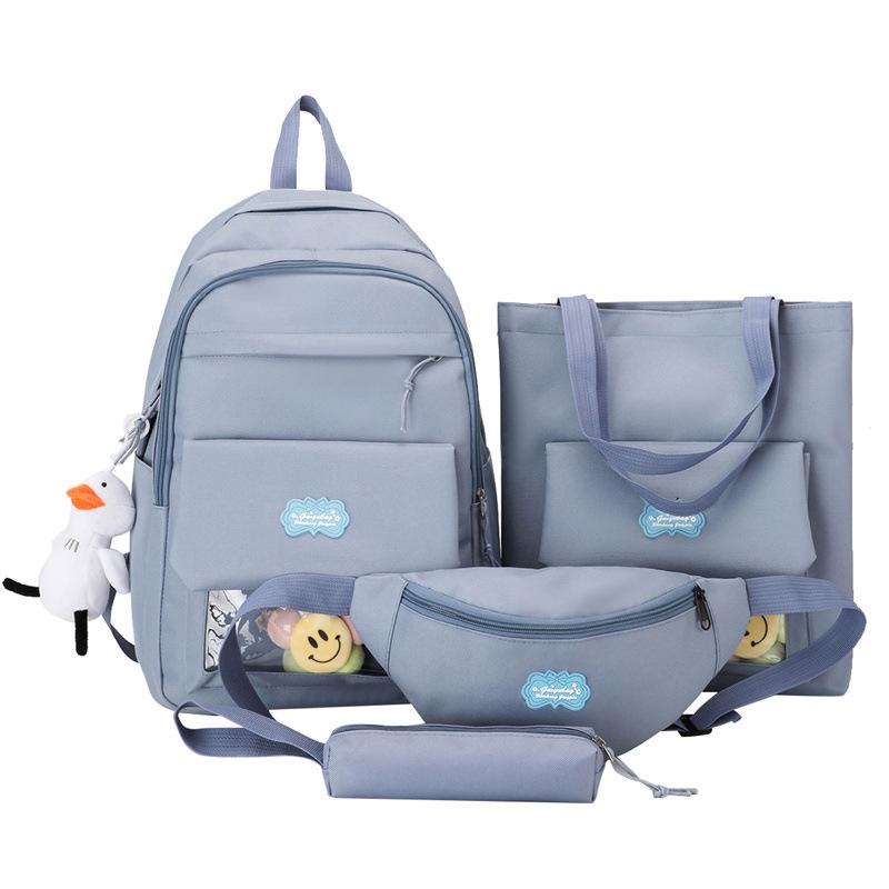 Four-piece Schoolbag Female Elementary School Student Crossbody Bag Middle School Student Backpack