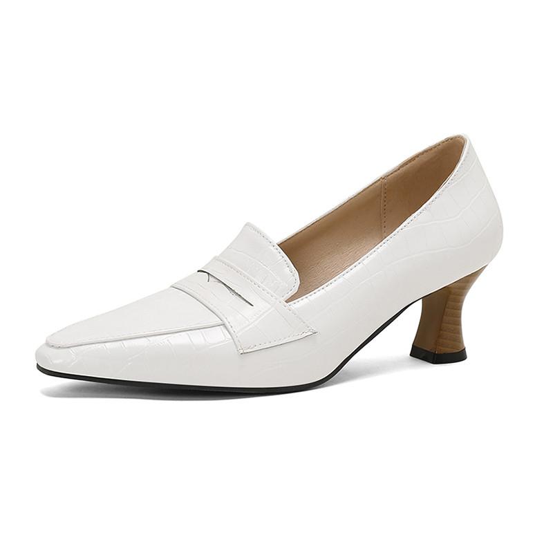 

Женские туфли на высоком каблуке, весна-лето, новые, толстые, однотонные, большого размера, подходящие к низким туфлям 38 белый