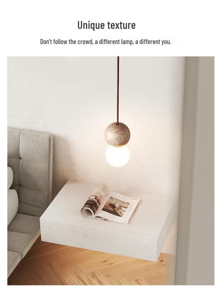 Yellow Travertine Pendant Light - Retro Cream Wabi-sabi Style for B&B, Restaurant, Bedroom, or Bedside.