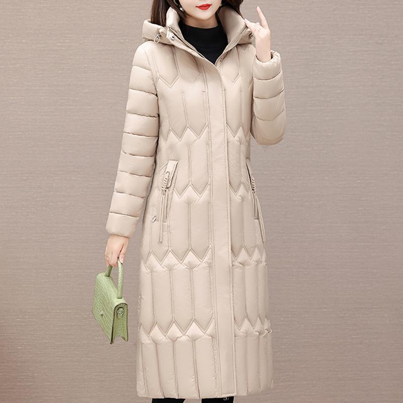 Fashion Middle Age Women's Winter Parka Hooded Casual Warm Long Coats Thick Women Jackets