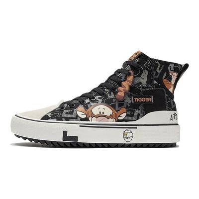 Disney X Li Ning Tigger Classic Casual High-Top Sneakers Men Sneakers Black White AGCS333-1