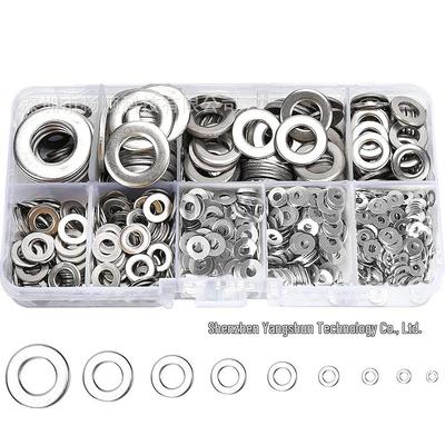 800-Piece 304 Stainless Steel Flat, Spring, and Round Washer Set (M2-M12).