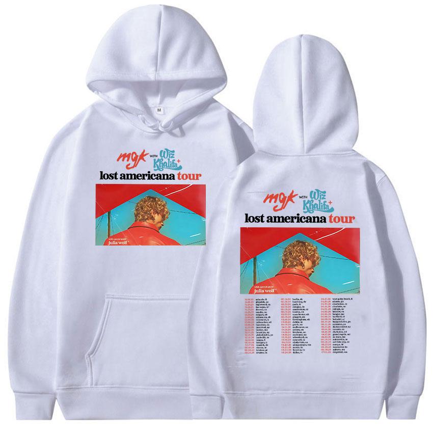 Raper Mgk Lost Americana Tour 2025 Bluza Męska Damska Retro Oversize Polarowe Bluzy z Kapturem Modne Ubrania Jesień/Zima Bluzy z Kapturem