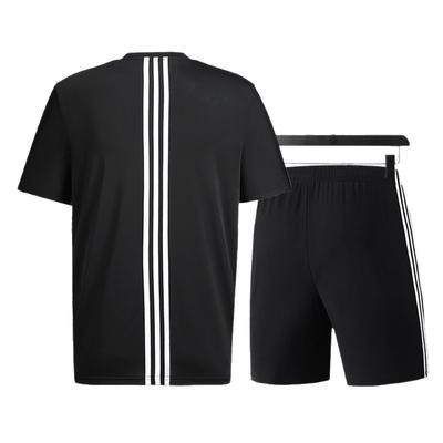 Summer Ice Silk Suit Men's Quick Drying Breathable Round Neck Sports Suit Shorts Short Sleeved Casual Suit