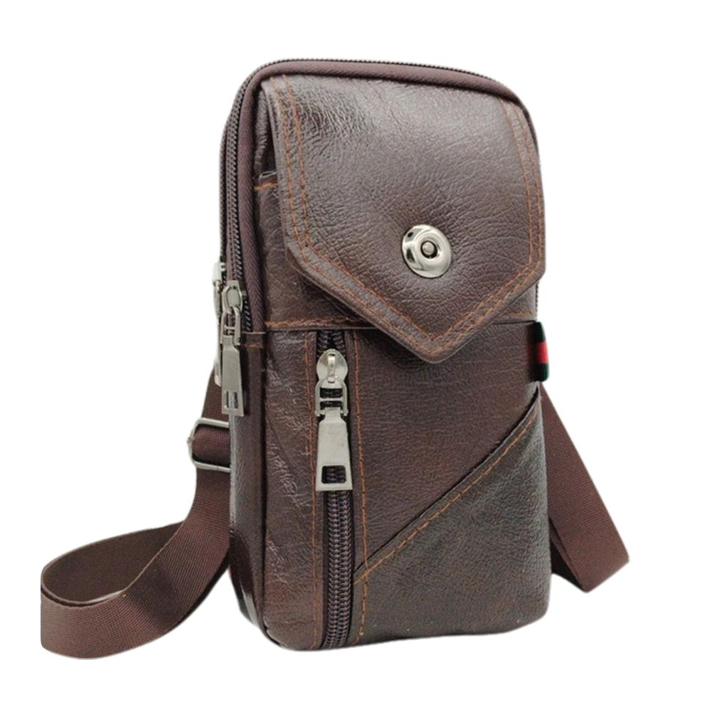 Men Genuine Leather Waist Bag Phone Pouch Belt Bum Bags Male Small Chest Shoulder Bag Zipper Messenger Crossbody Bags Handbag