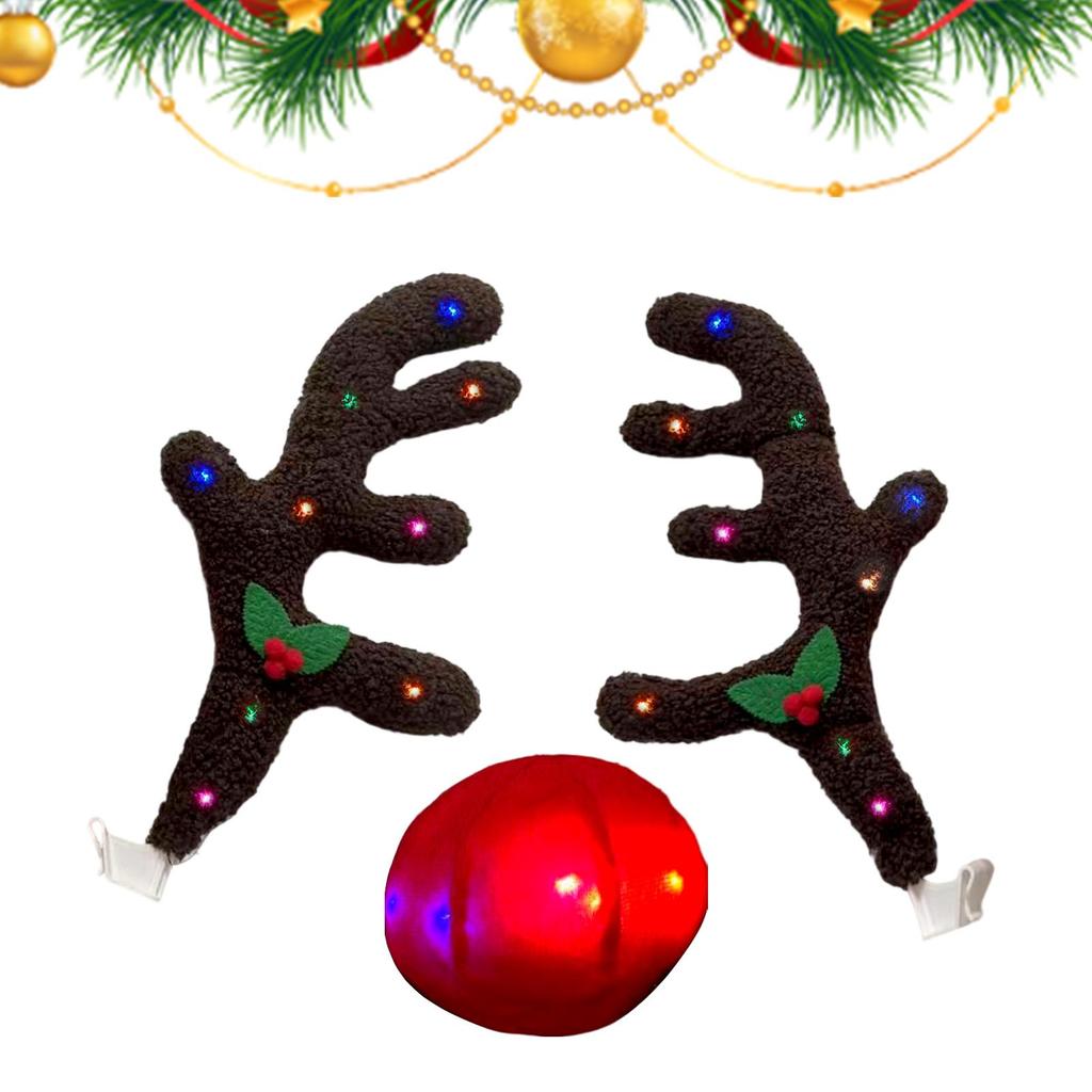 2025 New Christmas Reindeer For Car Holiday Auto Exterior Costume Christmas Reindeer For Car Ornaments For Suv Van Truck Vehicle