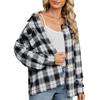 Women's Lapel Long Sleeve Plaid Shirt Loose Fit Elegant Commuter Pocket Design Wrinkle Resistant 100% Rayon Casual Oversized Shirt Jacket