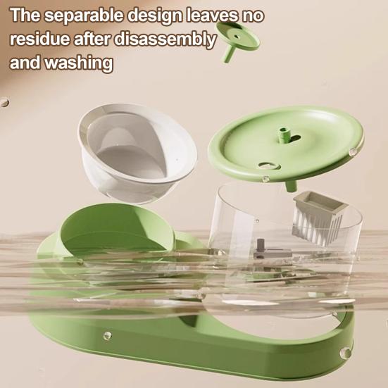 Katt Vann- og Matdispenser 2-i-1 Automatisk Kattefôrmater 1L Kattevannfontene og Matskålsett for Innekatter Små Hunder