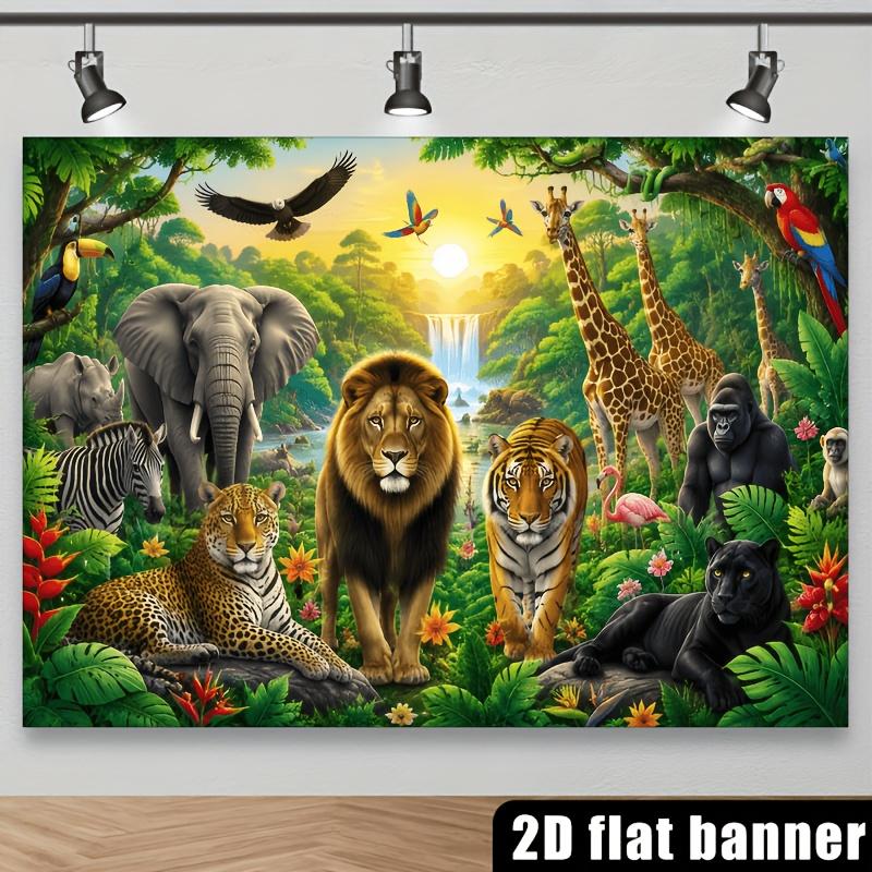 1Pcs Tropical Jungle Wildlife Waterfall Sunrise Decoration Background Nature Backdrop Decorations For Photo Studio Booth Party