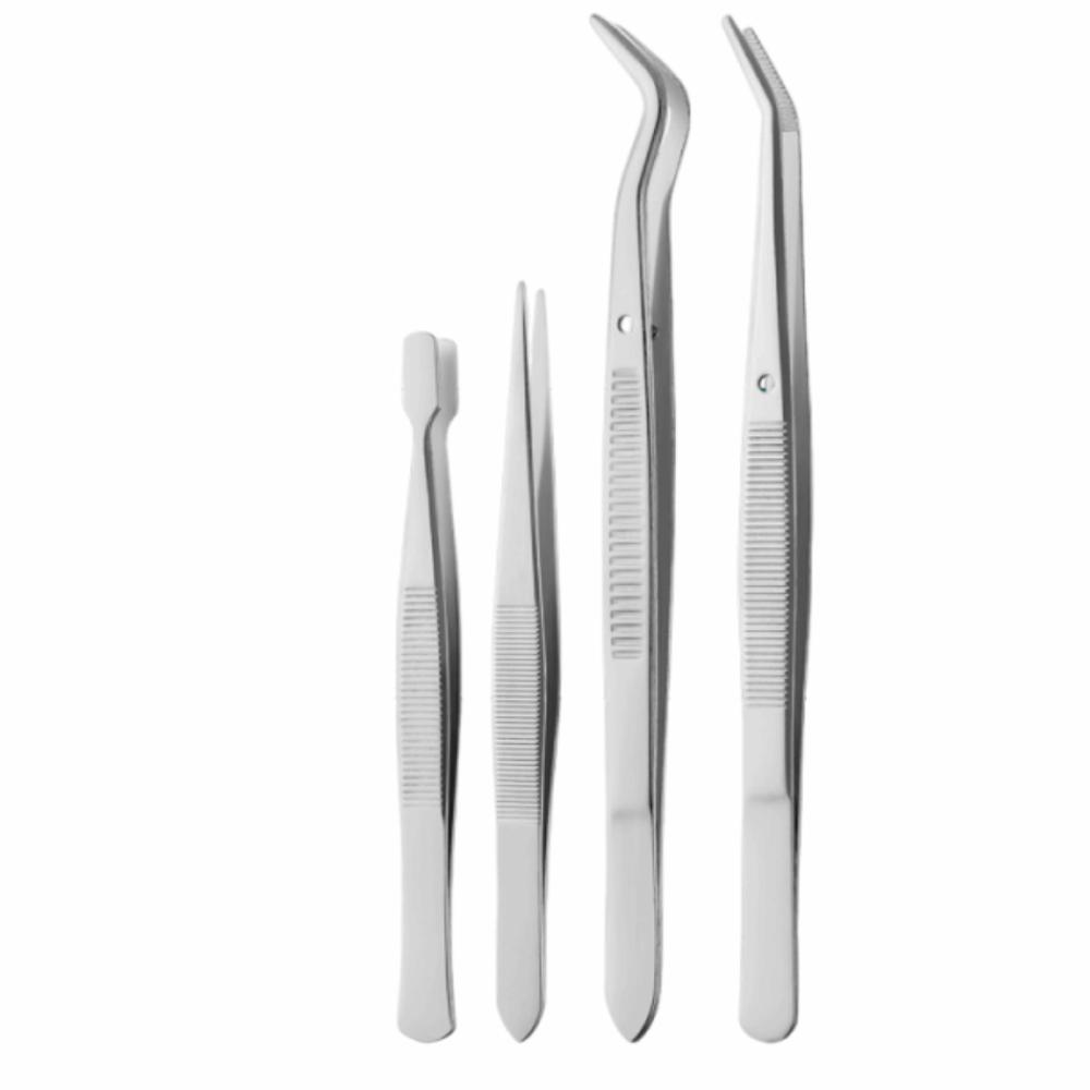 

2/3/4/5/6Pcs Straight Flat Tip Silicone Tipped Tweezers Set Flat Tip Tweezers Kit Coin Stamp No glue head 4Pcs