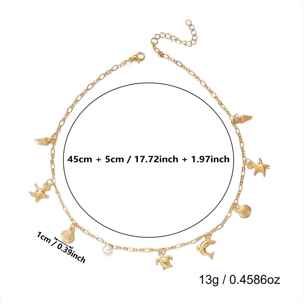 New Bohemian Resort Style Starfish and Shell Necklace Versatile Dolphin Necklace for Beach and Seaside
